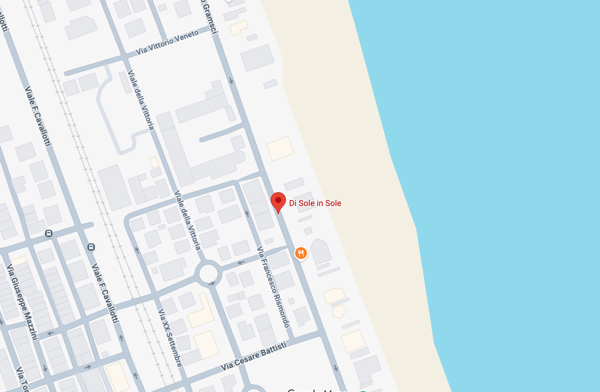 Mappa illustrata della posizione di Chalet Di Sole in Sole sul lungomare di Porto San Giorgio